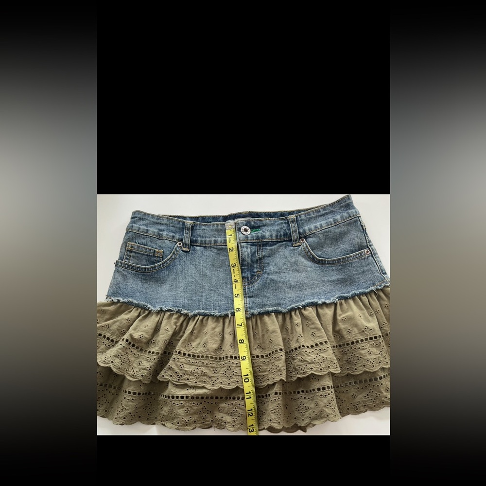 Denim Ruffle/Layered Mini Skirt - Picture 6 of 7